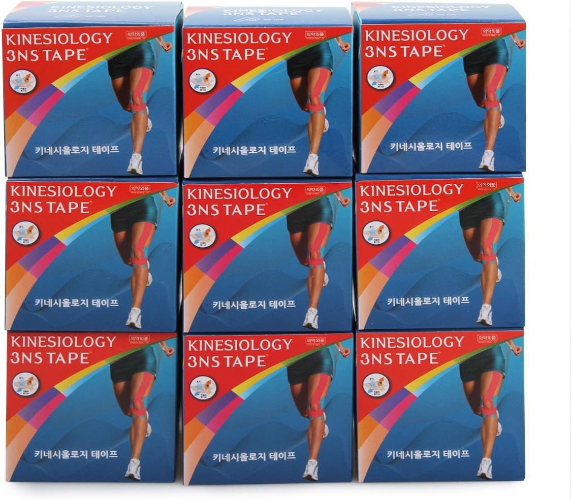 Kinesiology Physiotape Athletic Therapeutic Sports Muscle Care Tex Tape (2Inch x 16.4Ft) (Random(9 Rolls))