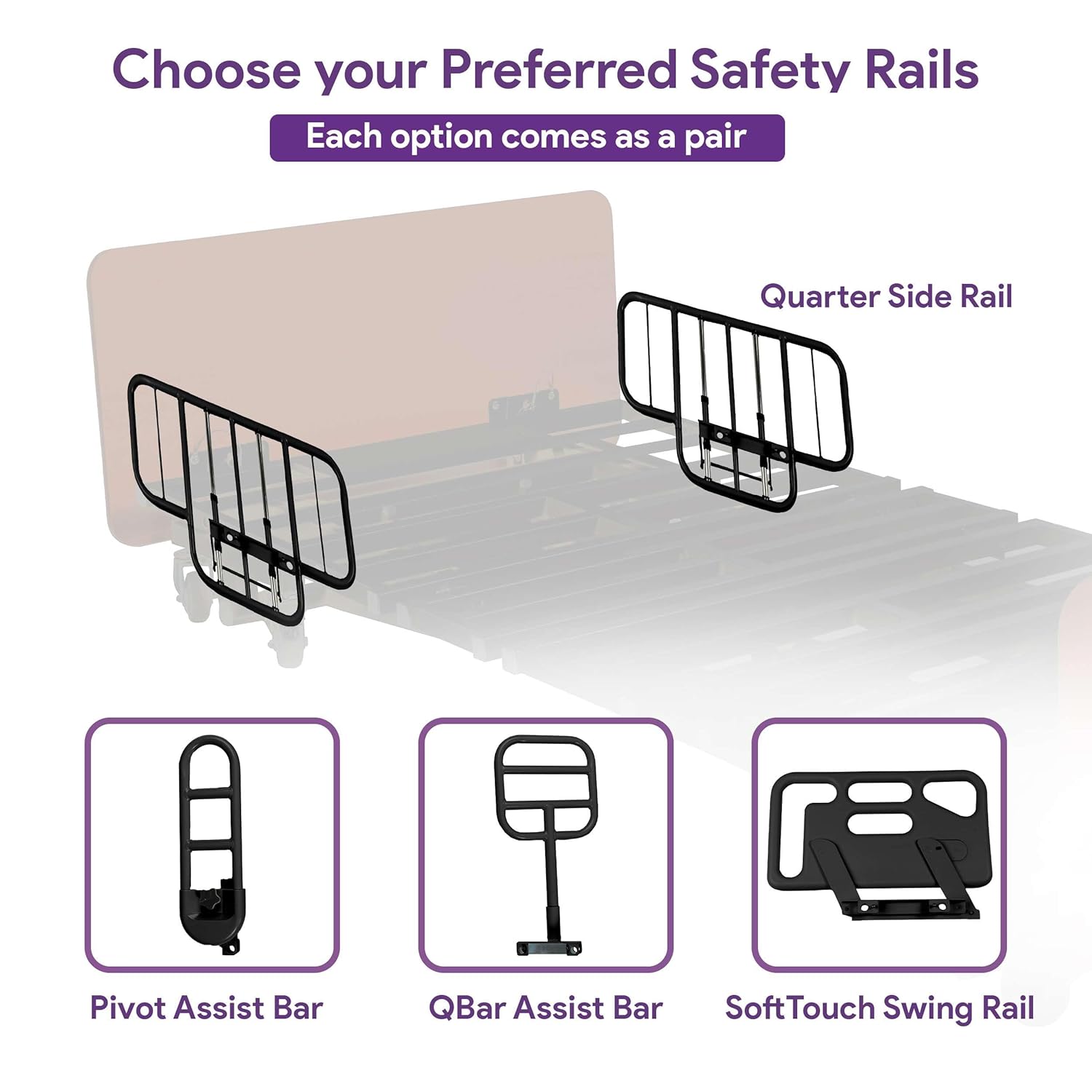 [Customize Your OWN Bed Package] Full Electric Hospital Bed for Home Use - Choose Mattress, Color, Rails and More - Ultra Low 7