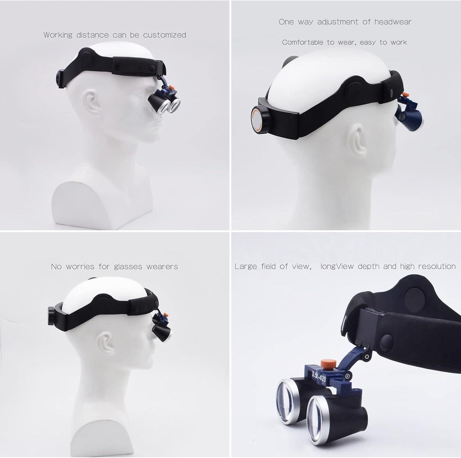 Dental Loupes Dentist Medical Binocular Magnification Headband，Distance : 500mm-2.5X