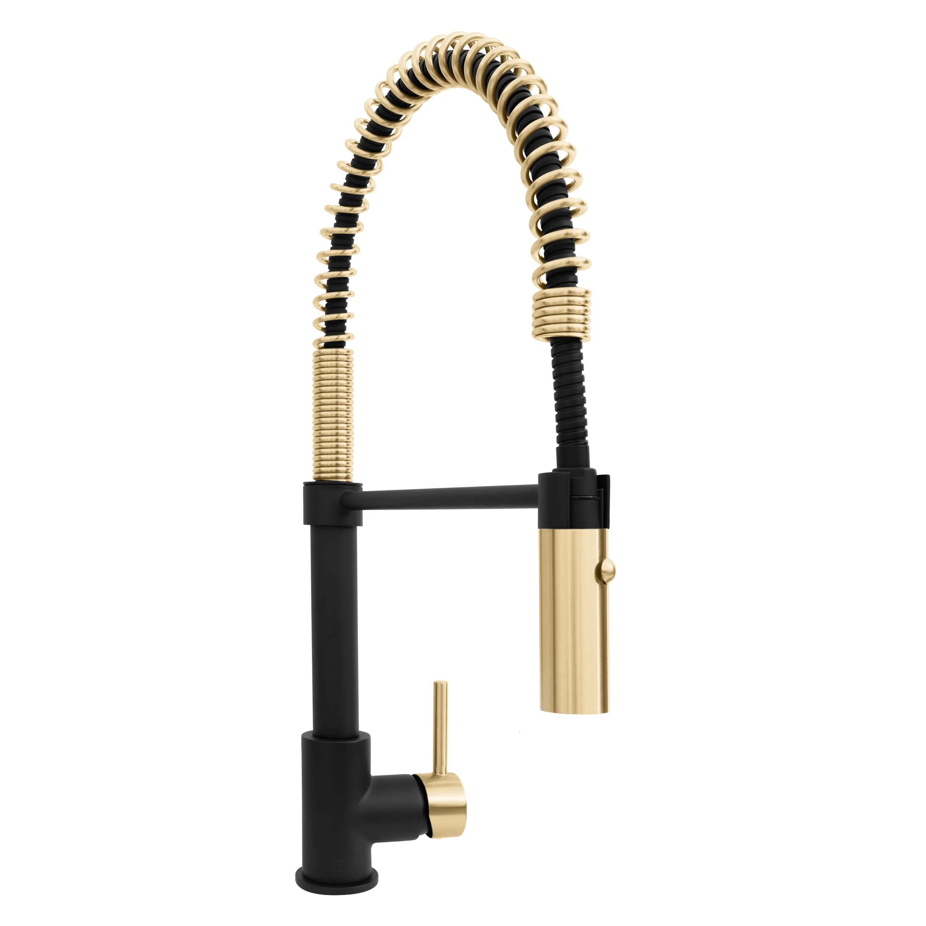 ZLINE Autograph Edition Sierra Pull Down Spring Single Handle Kitchen Faucet in Matte Black and Champagne Bronze (SRA-KF-ZMBCB)