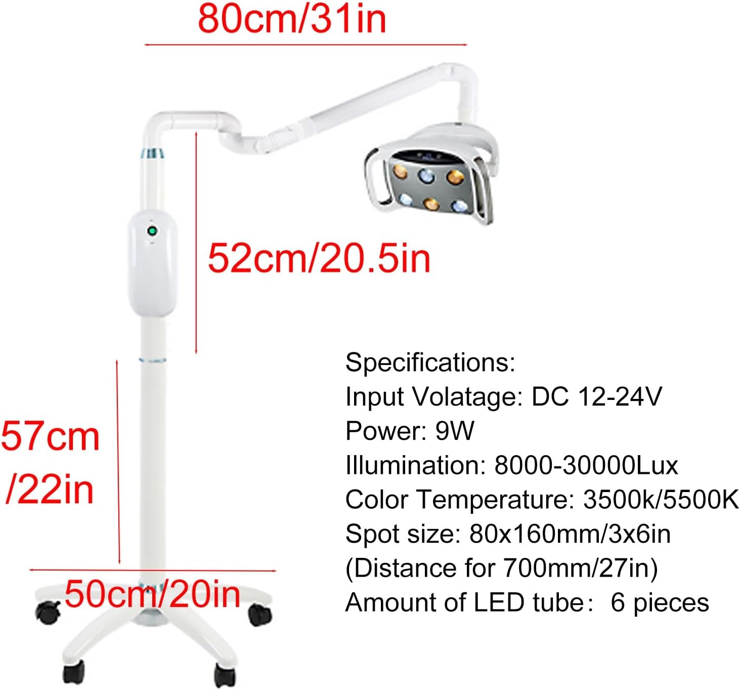 Mobile Surgical Examination Lamp, Floor Stand Mobile Shadowless Lamp, Adjustable Brightness for Dental Beauty Beauty Gynecology ENT Surgery Veterinary