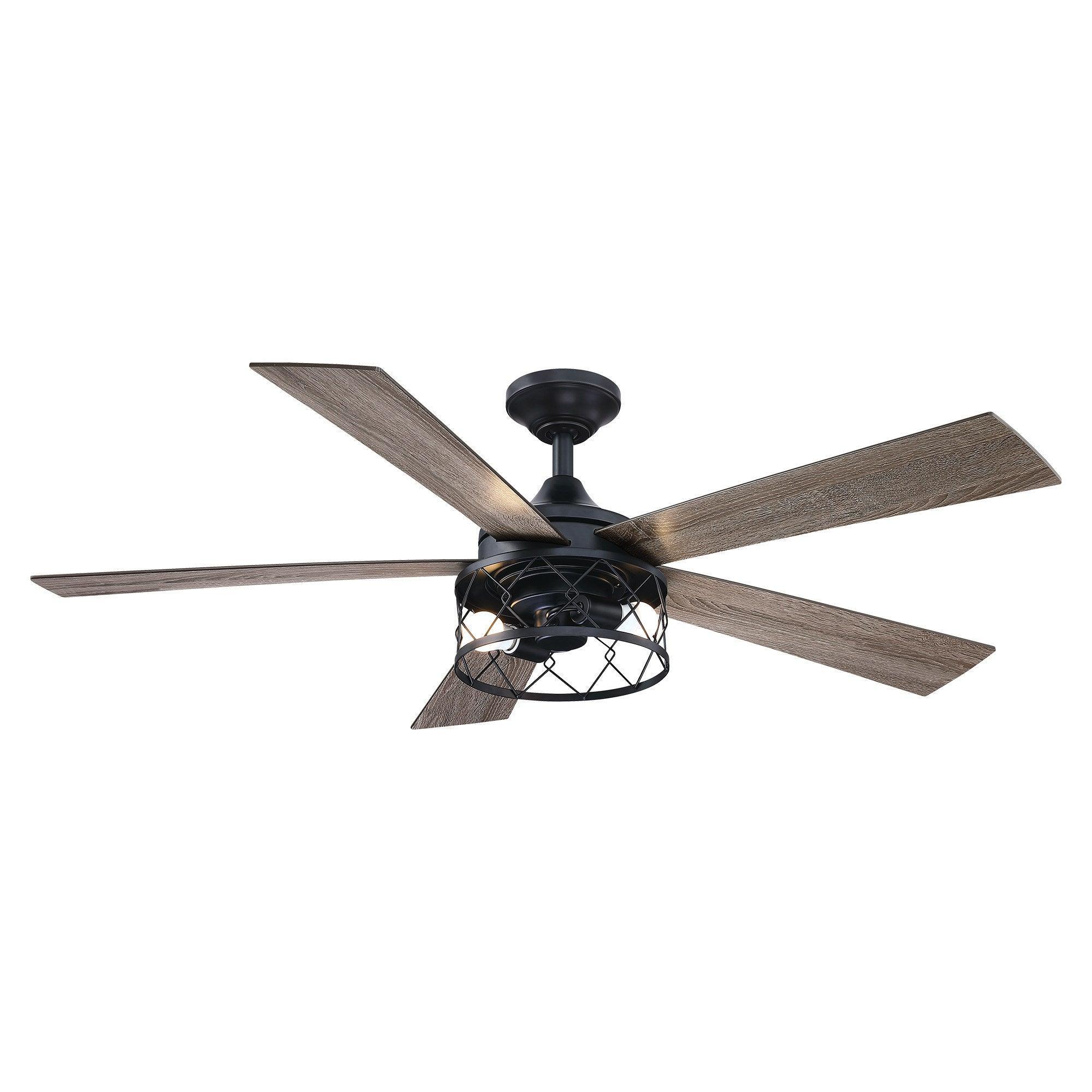 Parrot Uncle 52-Inch Windmill Industrial Downrod Mount Reversible Ceiling Fan with Lighting and Remote Control (BBLAB025A0)