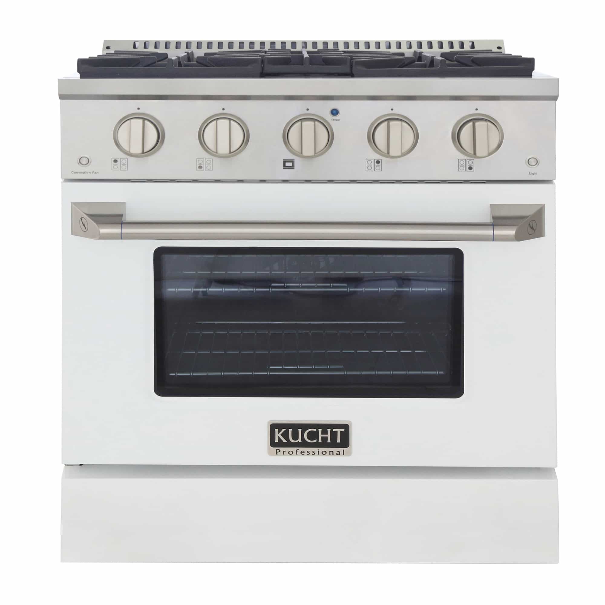 Kucht 30-Inch Pro-Style Dual Fuel Range with Propane Gas in Stainless Steel with White Oven Door (KDF302/LP-W)