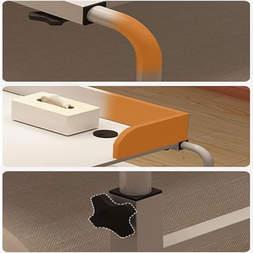 Bedside Desk，Over Bed Laptop Trolley Desk Overbed Medical Table Over Chair Table Adjustable Height Overbed Table Adjustable Height with Wheels(Color:Black+)