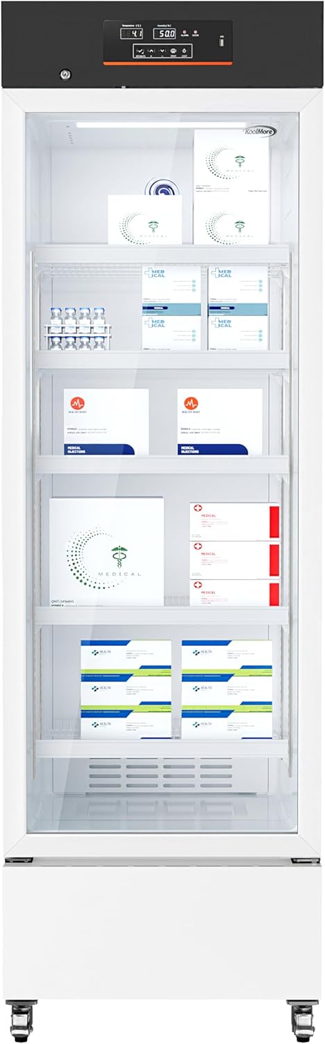 KoolMore 11 cu. ft. Medical Pharmacy Refrigerator with Emergency Backup Battery for Temperature Display and Alarm in White, UL Listed(KM-PHR-11C)