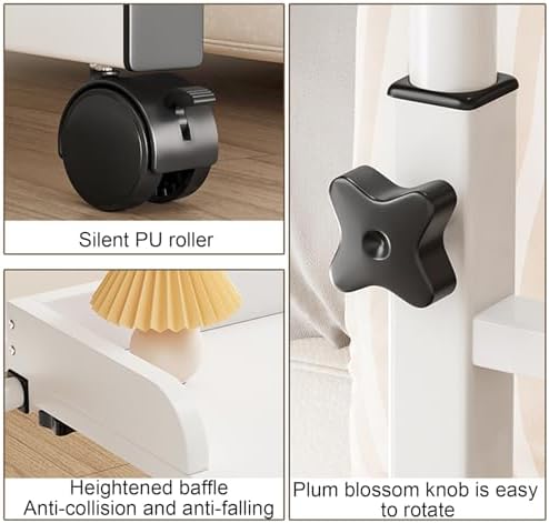 Rolling Over Bed Table, Adjustable Over Bed Desk with Wheels - Height & Width Adjustable Laptop Workstation, Mobile Food Tray & Medical Table for Home & Office Use