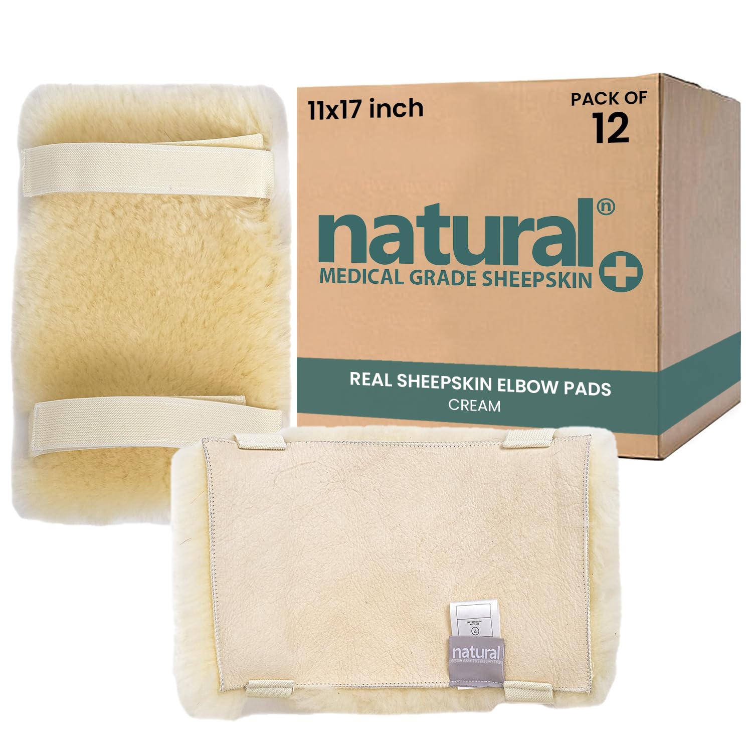 Natural Sheepskin Elbow Pads for Sore Elbows, Set of 2 | 100% Genuine Medical Grade Sheepskin Elbow Arm Pads Protectors for Pressure Relief & Bed Sores, Cornsilk, 11