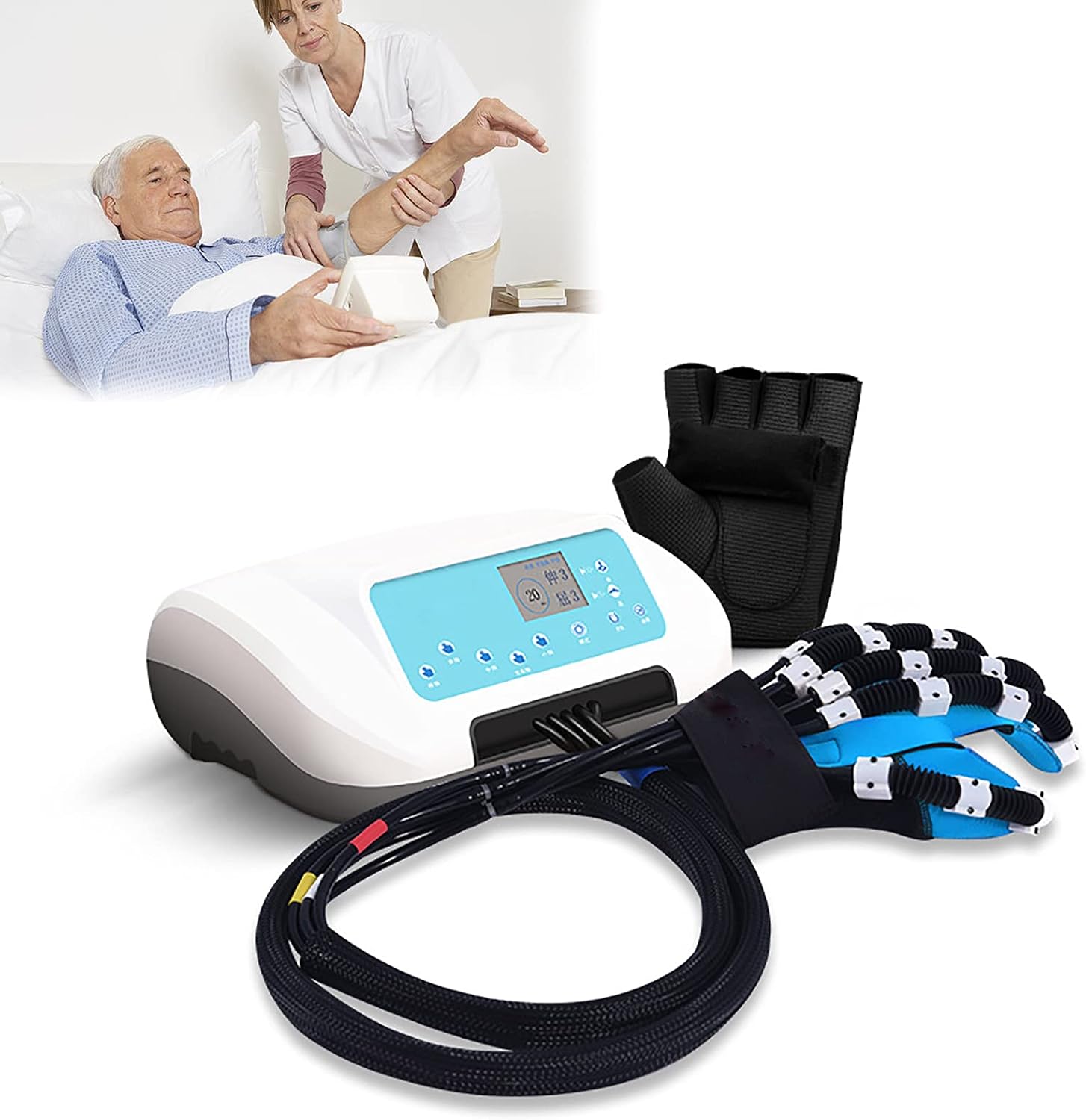 Rehabilitation Robot Exoskeleton Manual Training Finger Orthoses Functional Hand Splint for Long-Term Relief,Right,L