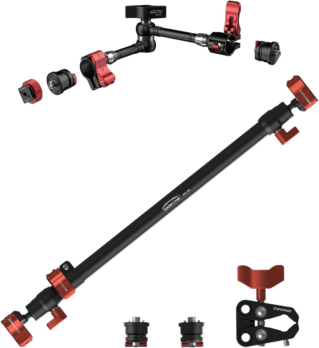 IFOOTAGE Spider Crab Series,32inch Long Magic Arm,Support Rod,11inch Magic Arm with Big Supper Clamp Pipe PC-01 1