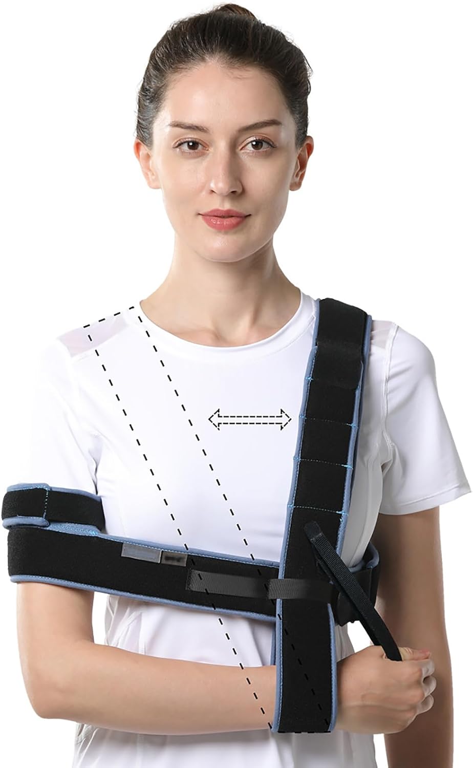 Arm Sling Shoulder Immobilizer, Portable Elbow Support, Fixed Ring with Three-Section Design, External Thumb Hook, for Broken Arm, Dislocated Shoulder, Postoperative and Cast Period