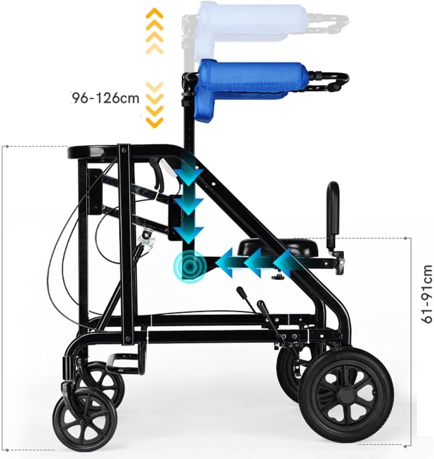 Frame Elderly Walking Aid Wheel Walking Frame with Armrest Support Pad Walking Frame Thick Aluminum Alloy Rehabilitation Auxiliary Walking