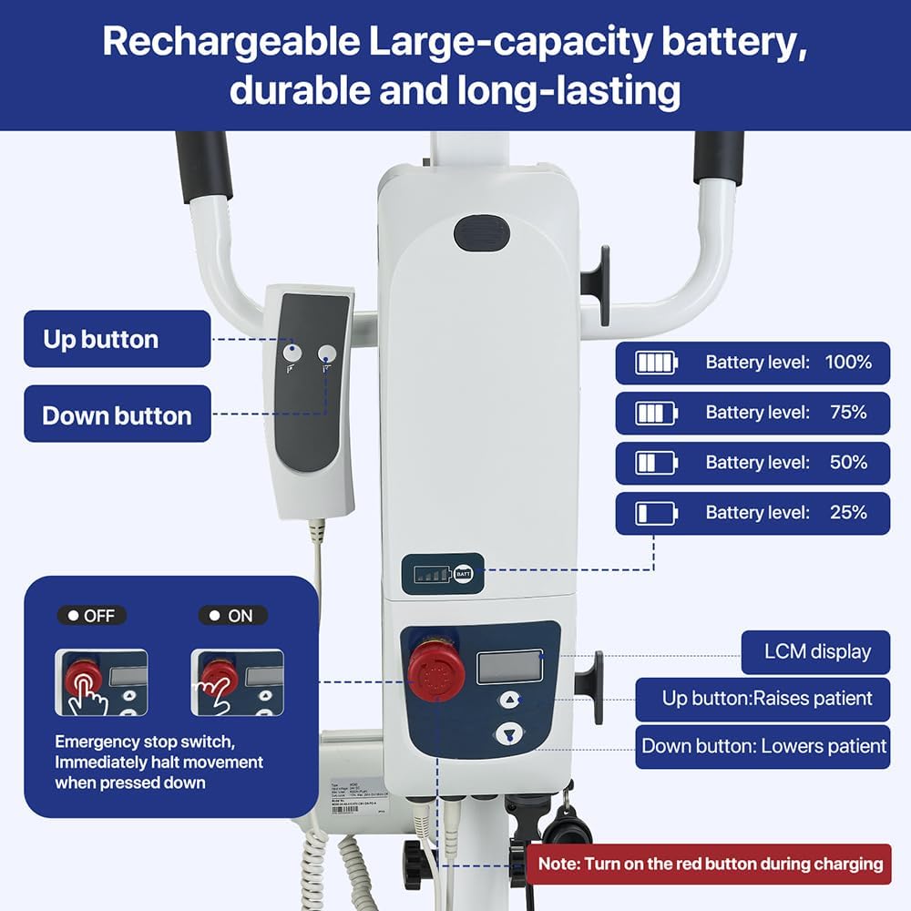 Electric Patient Lift Premium Aluminum Folding Electric Patient Lift for Home Travel and Healthcare Efficient 440lbs Electric Body Lightweight Transfer Lift