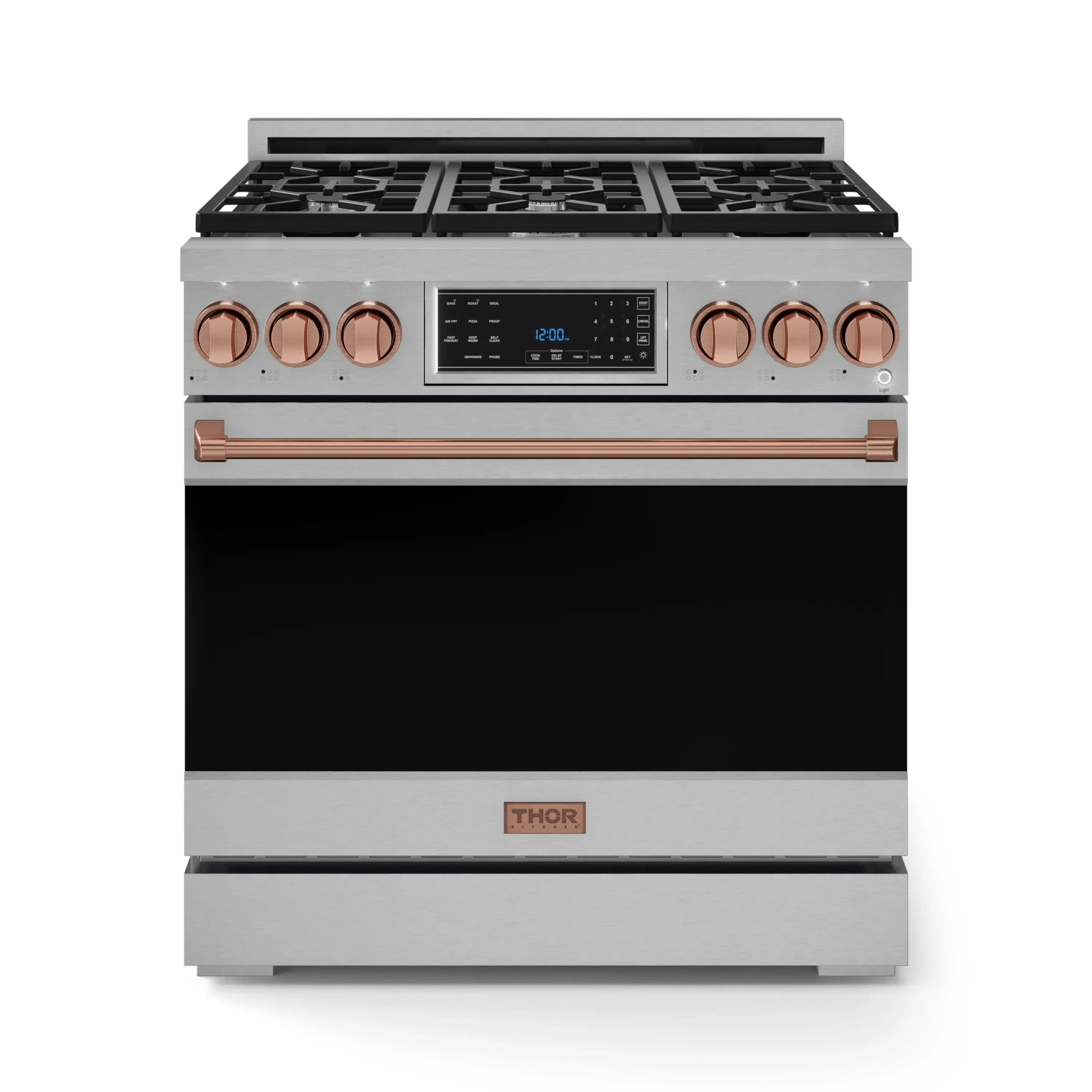 Gordon Ramsay by Thor Kitchen 36-Inch Professional Natural Gas Range with Tilt Panel Touch Control and 6.0 Cu. Ft. Self Clean Oven in Stainless Steel with Rose Gold Trim (RSG36-RSG)
