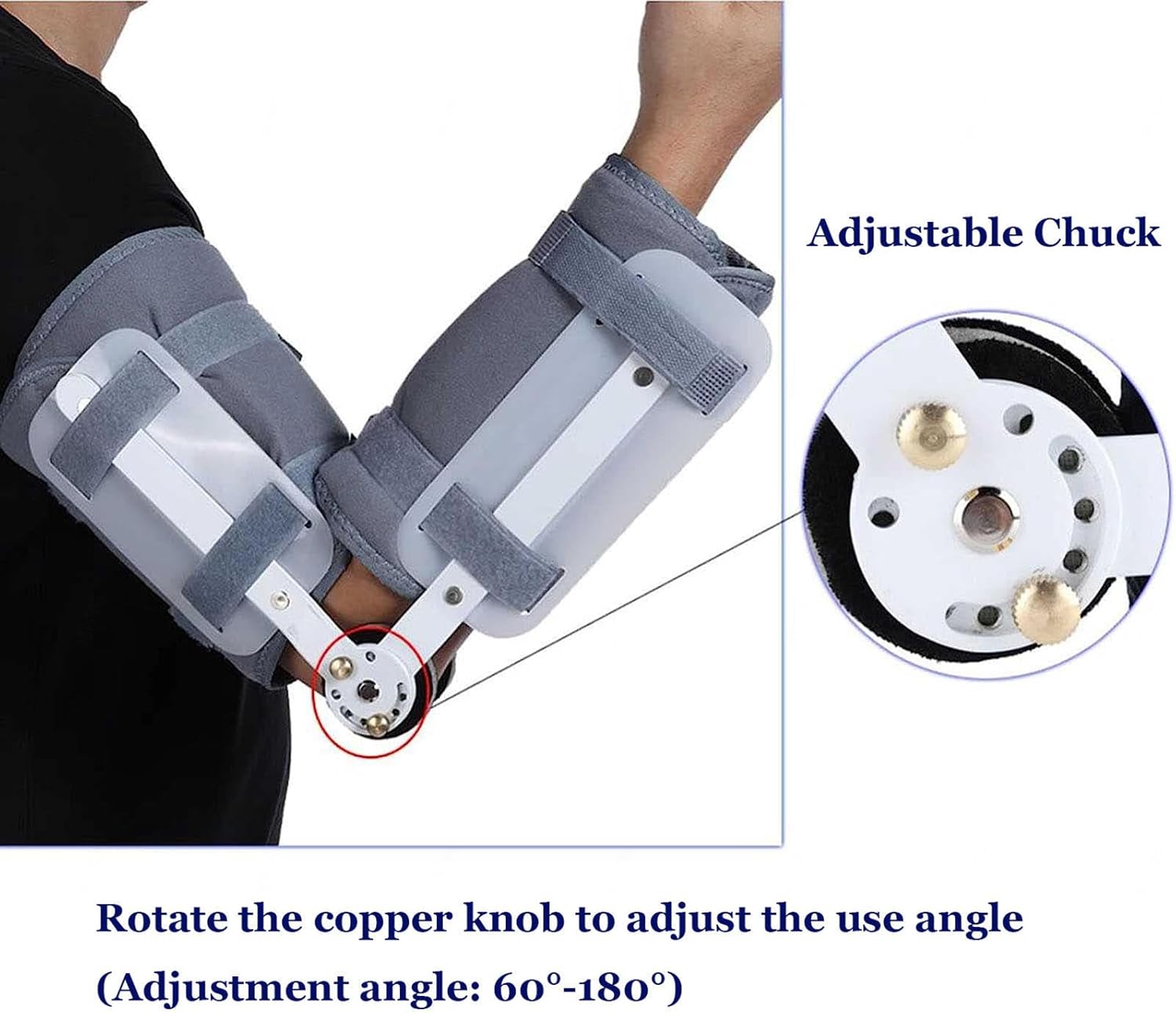 Adjustable Elbow Brace,Post OP Hinged Elbow Brace Support Stabilizer Splint Arm Injury Recovery,Arm Immobilizer for Sleep and Work,Prevent Excessive Bending(Medium)