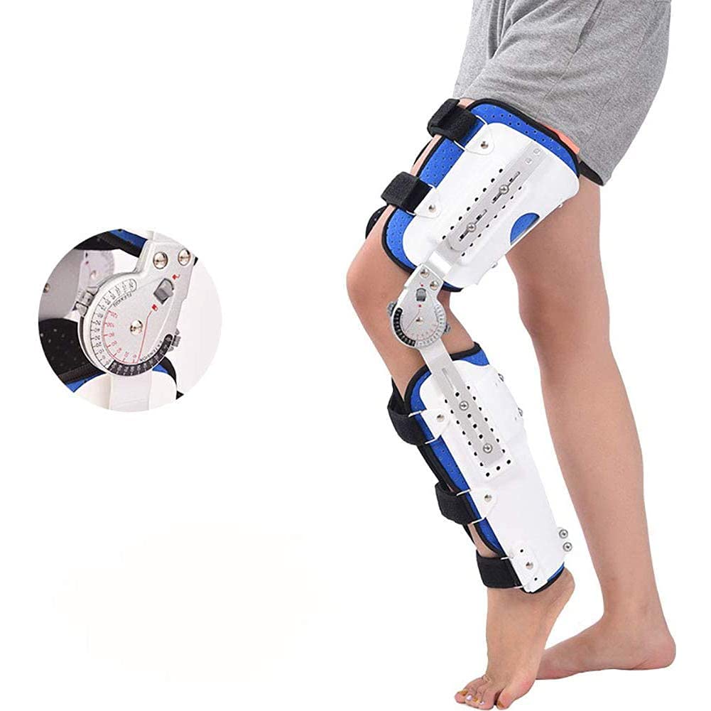 Hinged Knee Brace Telescoping Orthosis Knee Leg Brace, Adjustable Leg Stabilizer Adjustable Ankle Orthosis, Prevention of Foot Drop and Ankle Sprain (Right-Large