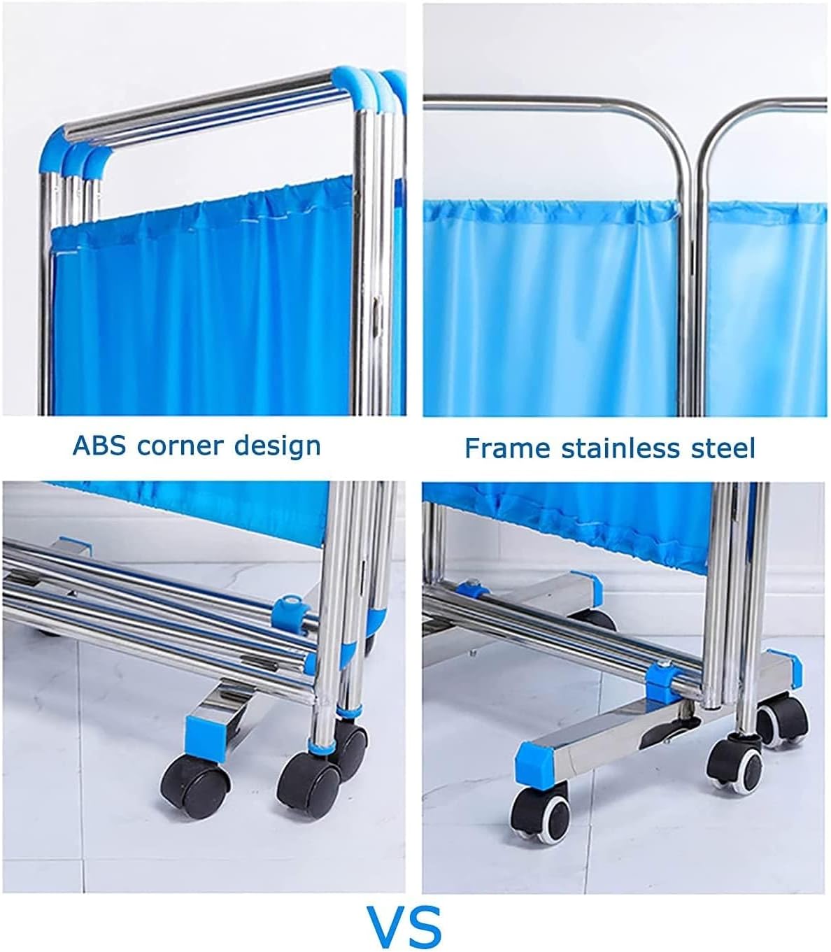 5-Panel Folding Privacy Screen with Wheels - 6ft High Room Divider for Hospitals, Offices, Beauty Salons - Portable Medical Partition - Color 2