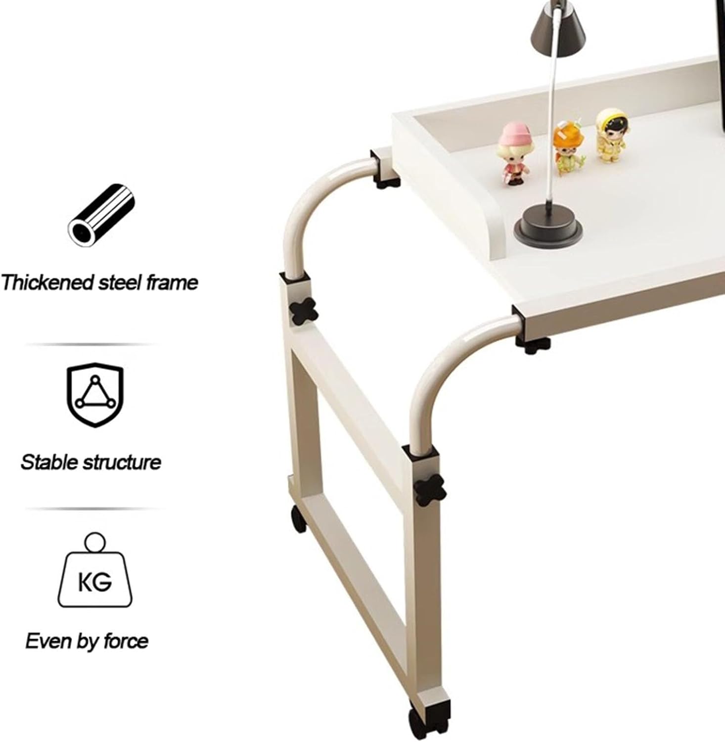 Overbed Overbed Table with Wheels,Mobile Height and Length Adjustable Computer Desk Laptop Cart Rolling Medical Table Food Tray Desk Rolling Medical Table