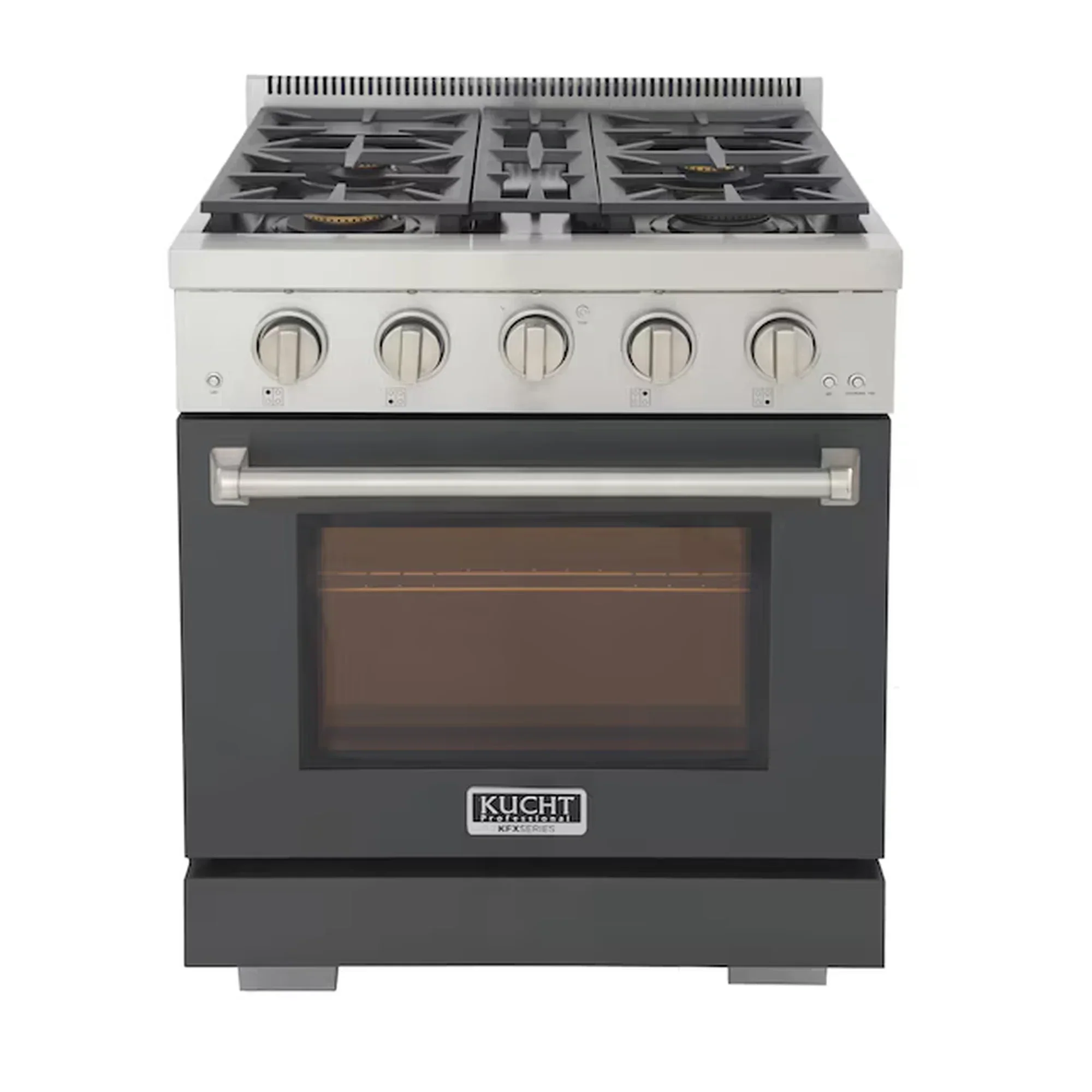 Kucht Professional 30-Inch 4.2 cu. ft. Propane Gas Range in Cement Gray with Silver Accents (KFX300/LP-GY)