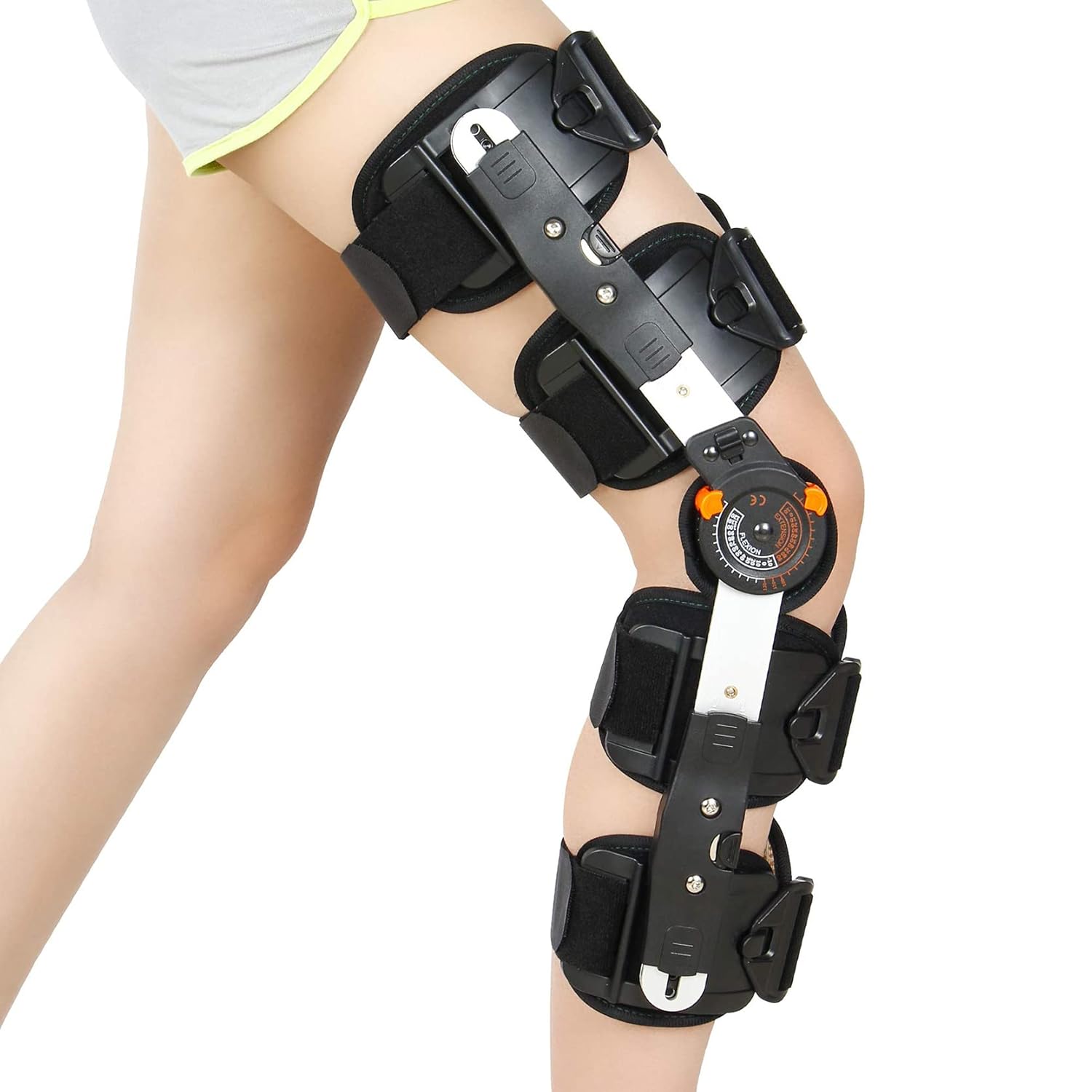 Hinged Knee Brace Patella Brace Orthosis Knee Orthosis Adjustable Knee Support Leg Support for Knee Injury Recovery, Postoperative Rehabilitation for Arthritis(