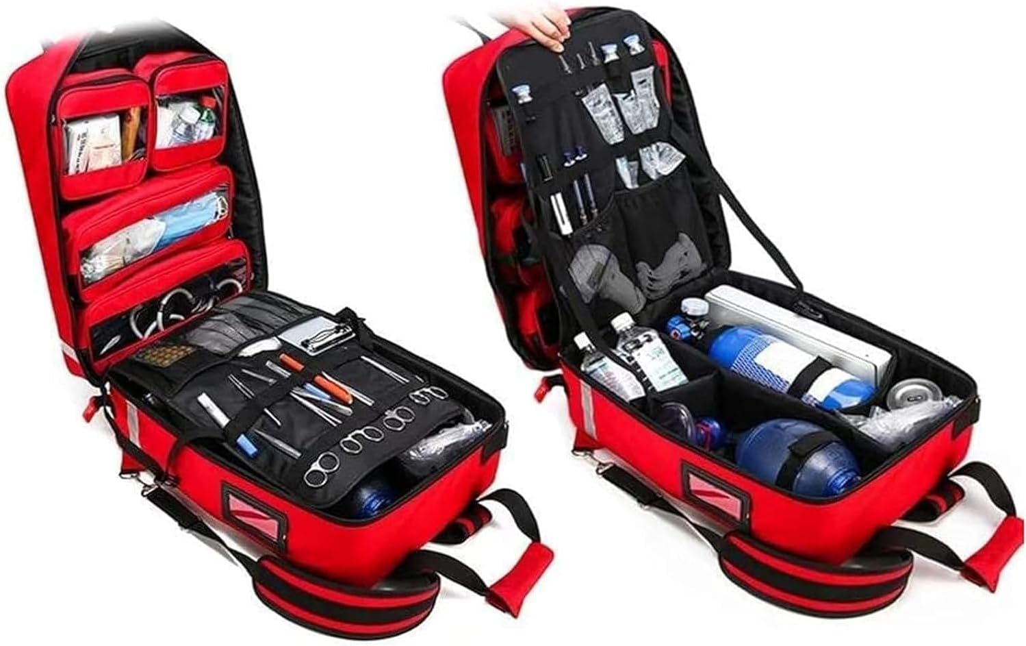 First Aid Backpack, Emergency Responder Trauma Bag Empty, Large Capacity Medical Back Pack, with Detachable Trolley, for Outdoor Hiking, Backpacking, Camping, Traveling