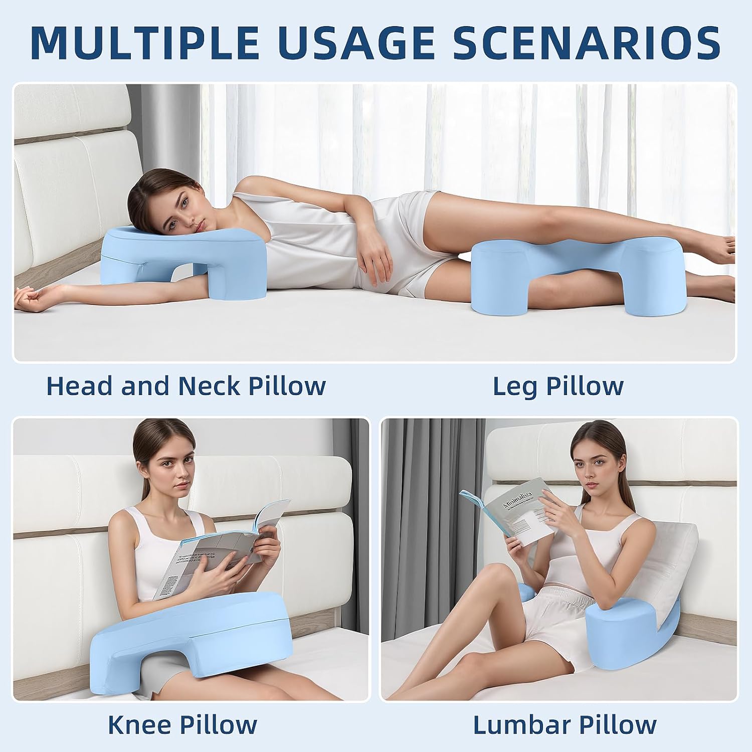 Side Sleeper Pillow, Side Sleeper Pillows for Adults, Memory Foam Pillow for Neck and Shoulder Pain, Ideal for Side Sleepers, Side Sleeper Pillows with Arm Hole (Blue)