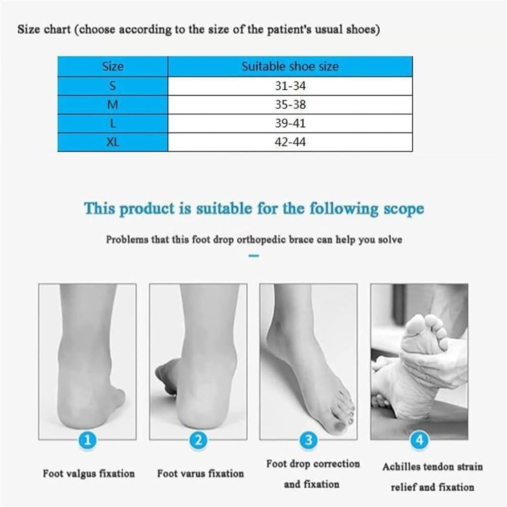 Drop Foot Brace Orthosis, Ankle Orthosis Splint Support, Adjustable Straps Foot Drop Foot Nerve Injury Rehabilitation Training for Hemiplegia Stroke Shoes Walking ( Color : Right , Size : Large )