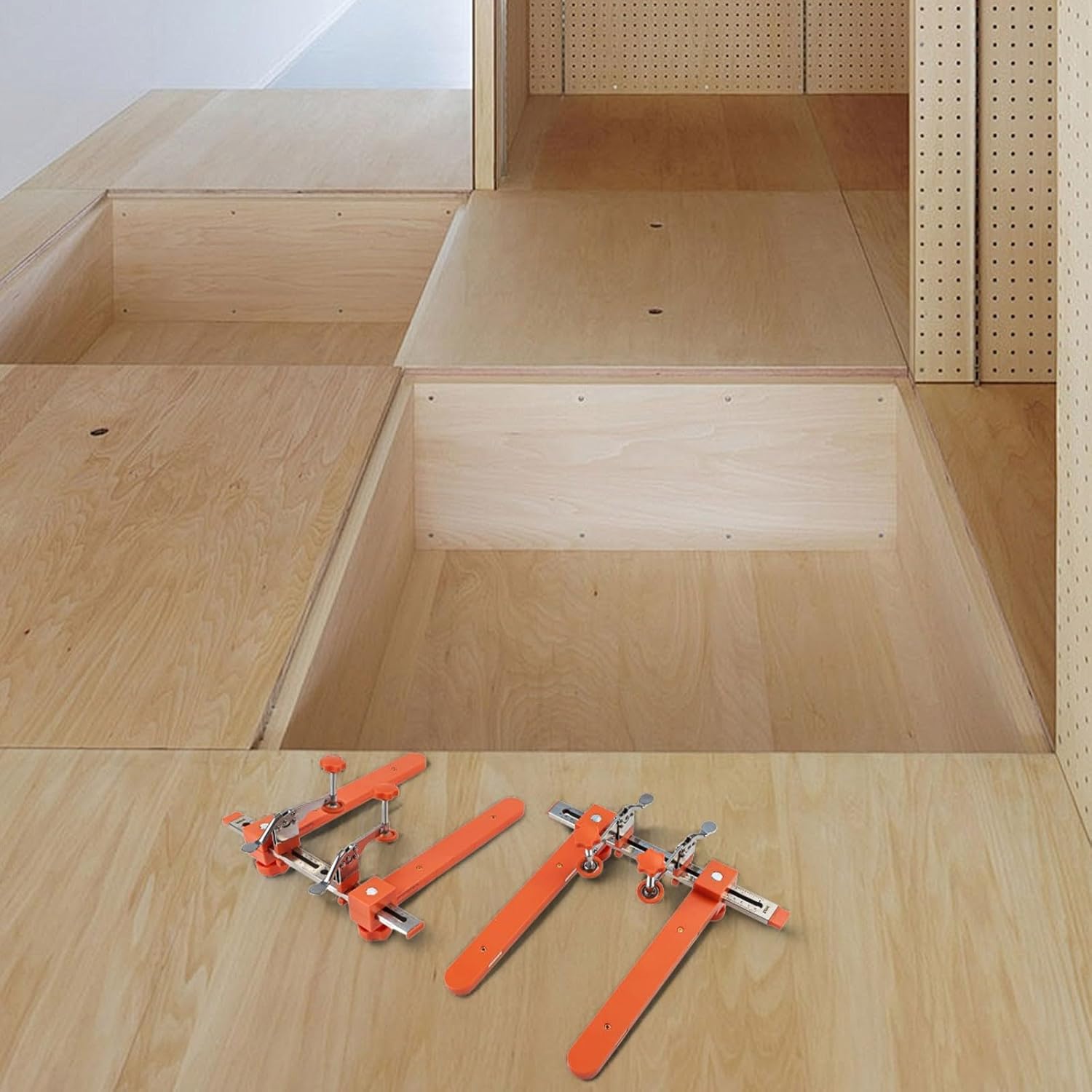 Drawer Slide Clamp, Drawer Slide Jig with Magnetic Support Arm and Dual-Scale Markings for Precise Cabinet Installation, Stainless Steel Adjustable Jig Tool for DIY and Professionals(2 piece set)