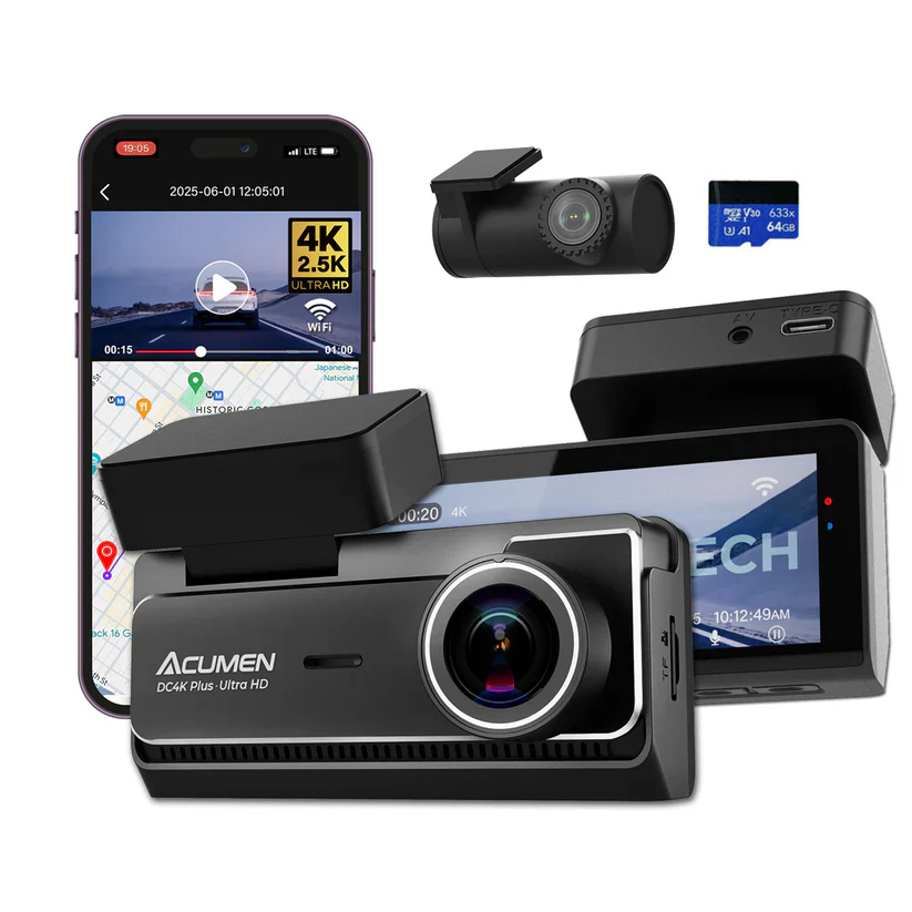 DC4K Plus 4K+2.5K Dash Cam Front and Rear,3.39