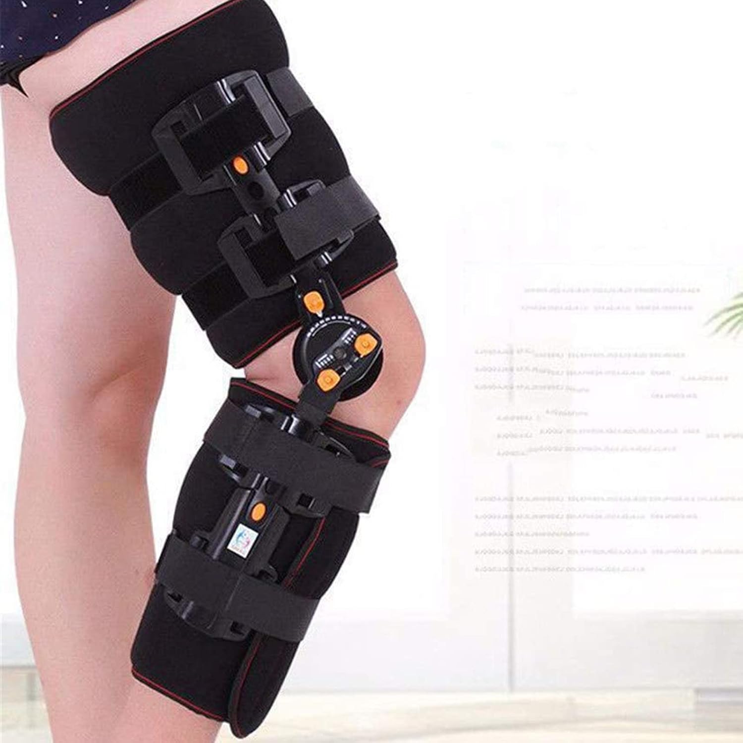 Hinged ROM Knee Brace, Adjustable Post OP Patella Brace Support Stabilizer, Adjustable Full Leg Stabilizer Knee Orthosis Splint