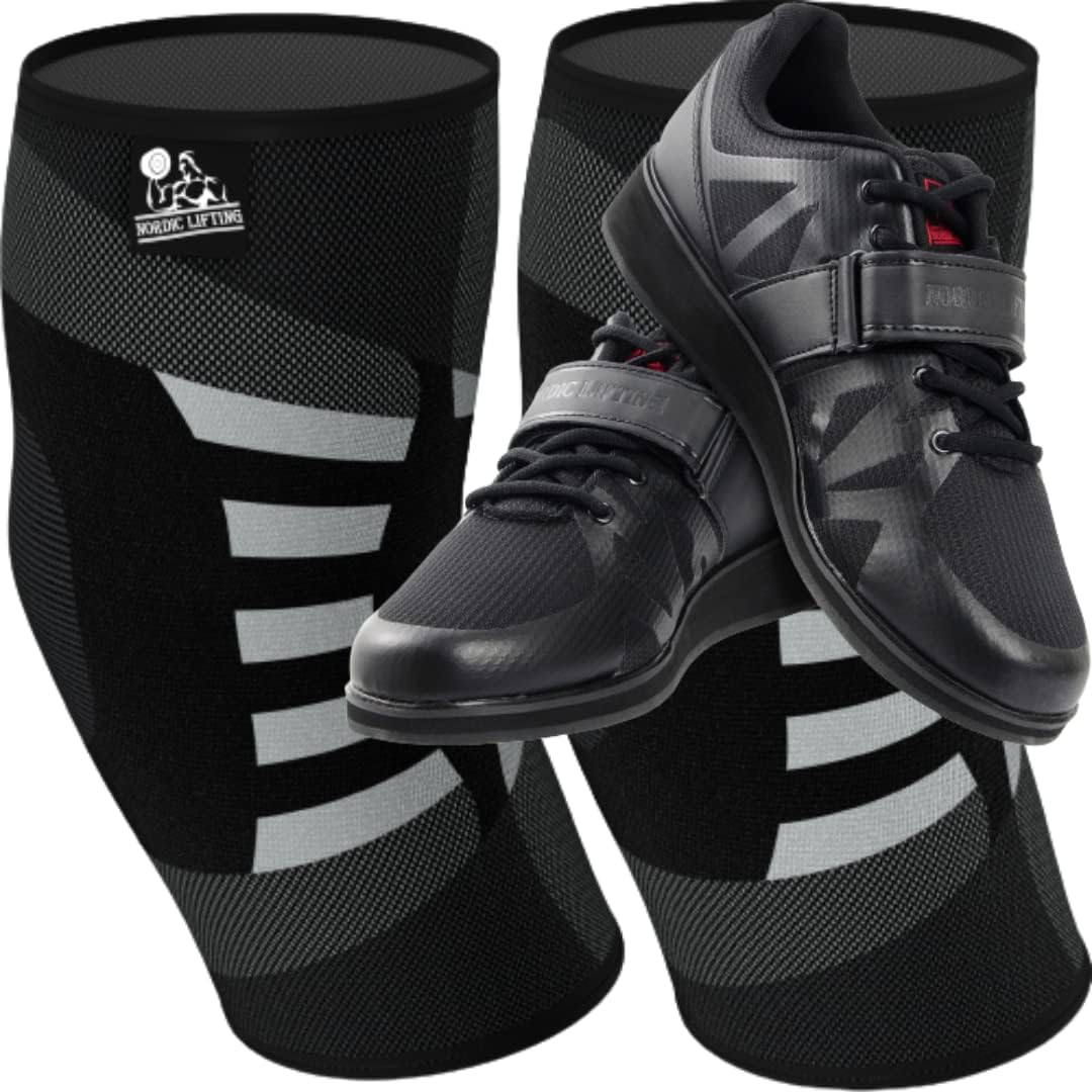 Nordic Lifting Elbow Compression SLeeves Small Bundle with Shoes Megin Size 8 - Black