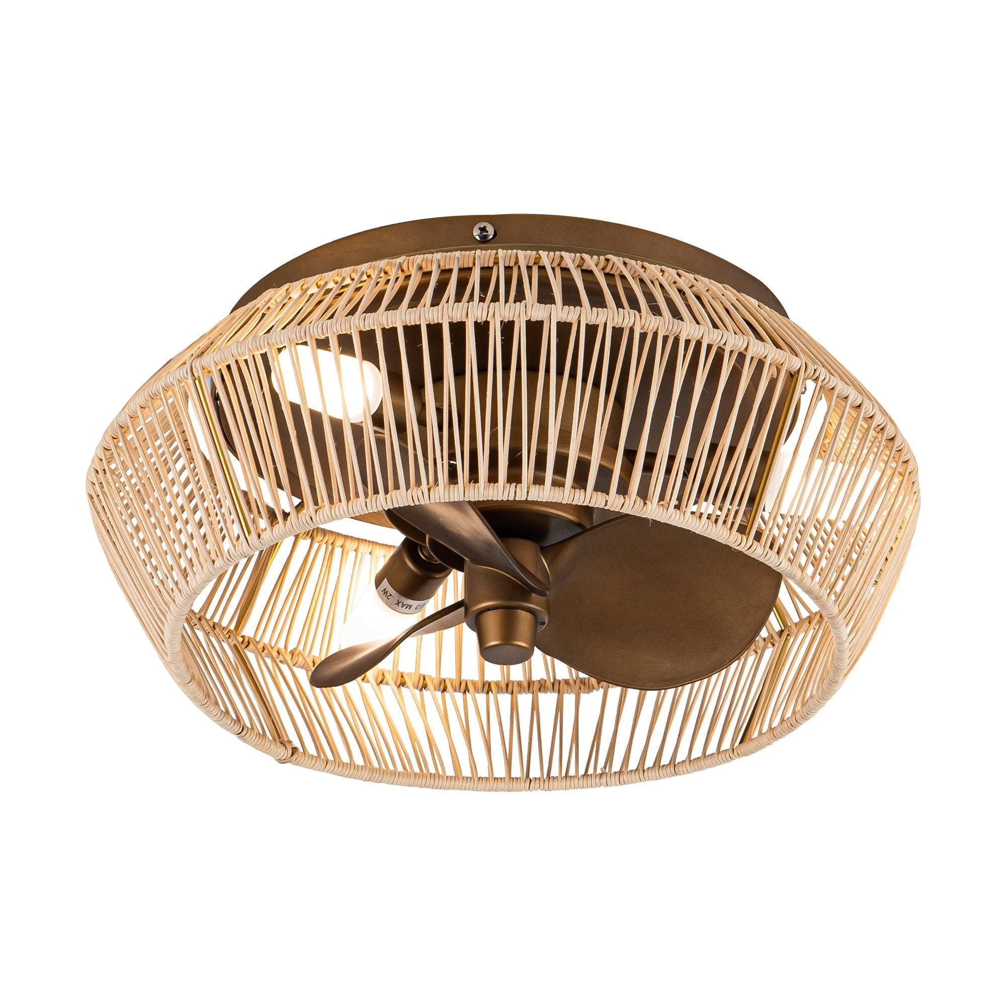 Parrot Uncle 14-Inch Farmhouse DC Motor Flush Mount Reversible Iron Ceiling Fan with LED Lighting and Remote Control (F8257110V)