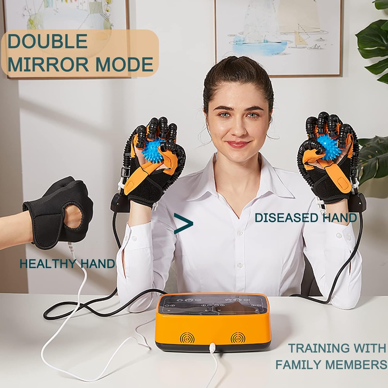 Rehabilitation Robot Glove Two-Handed Mode, Electric Finger Exercise Tools Help with Finger Extension Training, Massage Gloves Finger Training Gloves-Left and Right Hand||S