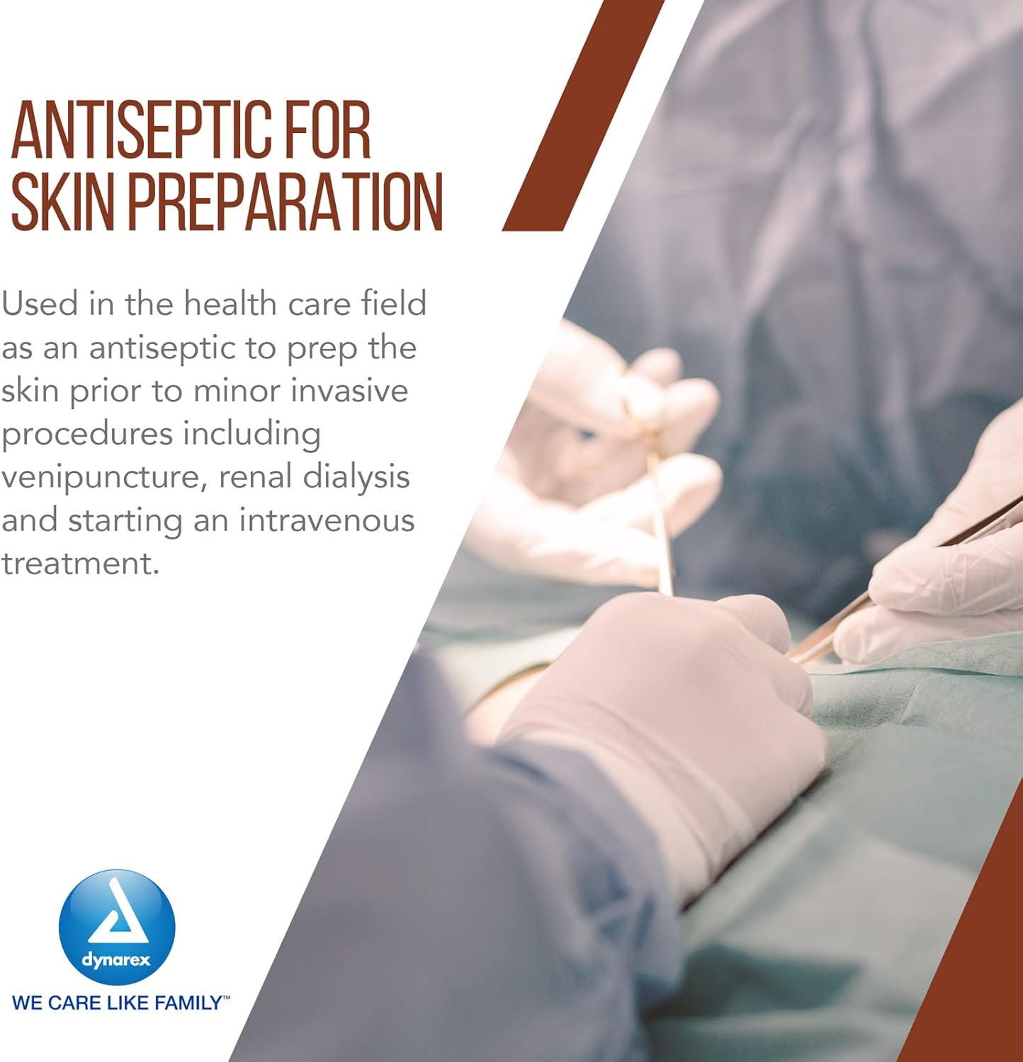 Dynarex Povidone Iodine Prep Solution USP, Effective Topical Antiseptic for Skin Cleansing and Preparation Prior to Medical Procedures, Brown, 1 Case, 24-16 Fluid Ounce Bottle