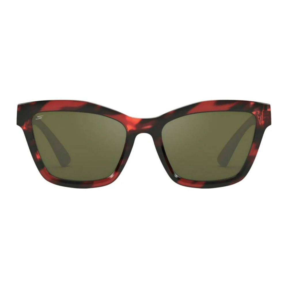 Serengeti Rectangular Rolla Shiny Red Tortoise Frame Sunglasses with Saturn Lens