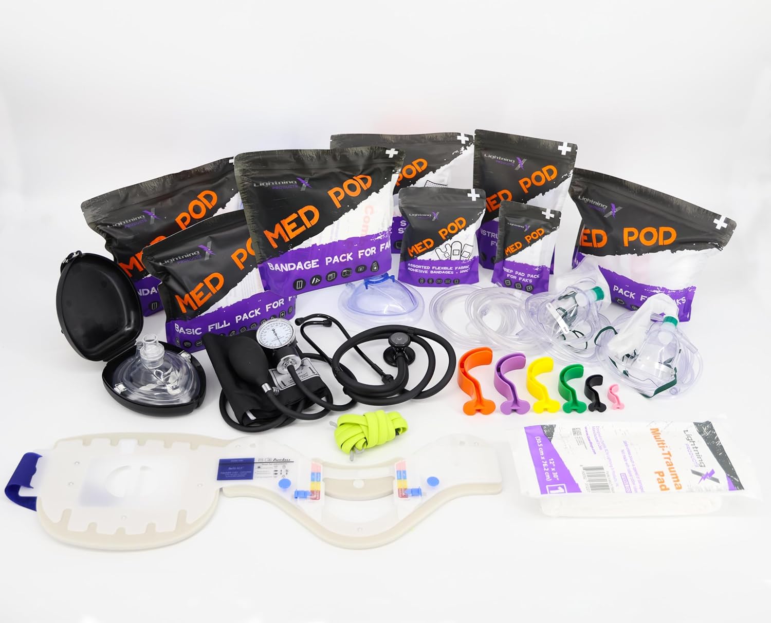 Lightning X Extra Large Medic First Responder EMT Trauma Bag Stocked w/Fill Kit C - RED