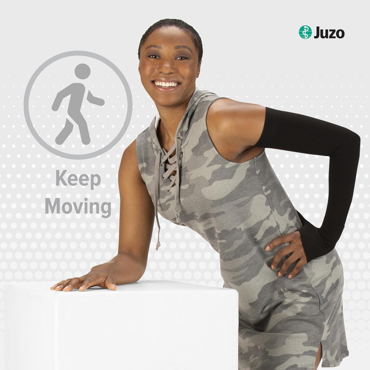 Juzo Dynamic Varin 3511 20-30mmhg Max Armsleeve with Silicone Top Band for Women, Beige, 2 (II) Long