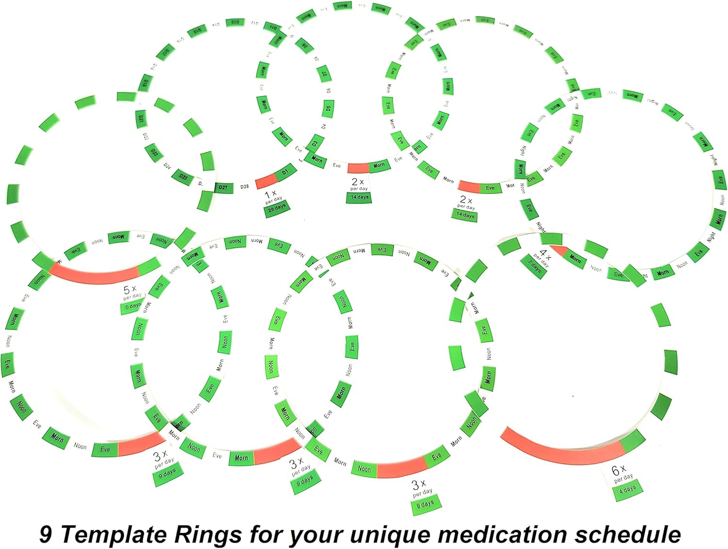 Automatic Pill Dispenser – 28-Day Electronic Medication Planner/Organizer – Dispense Up 6 Times/Day – Easy Read Display - Includes Flashing Light, Sound, Alarm and Safety Lock, 9 Template Rings