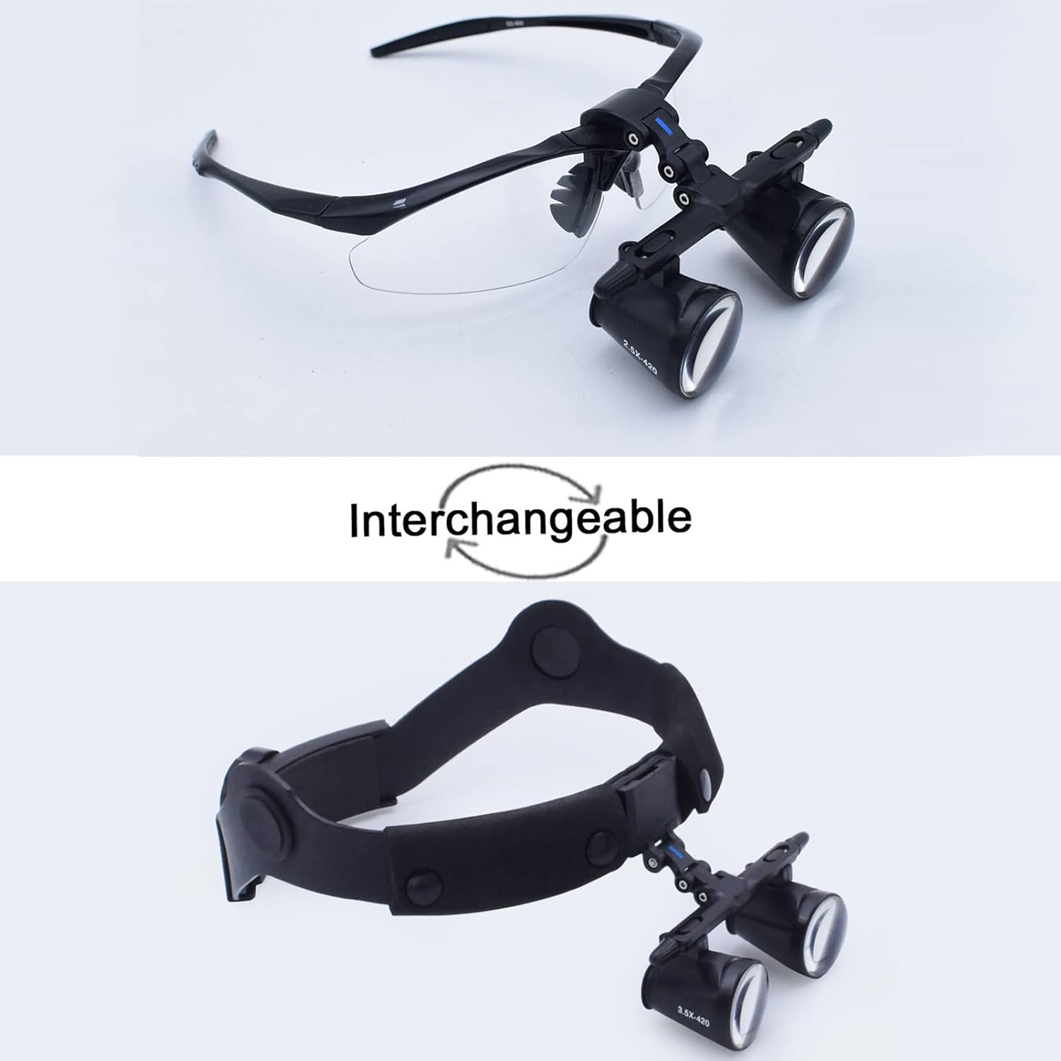 Binocular Loupes Dental Surgical Magnifiers Optical Magnifying Glasses Detachable Headband Magnifier for Jewelry， Arts， Crafts and Close Work，Black-Magnification:3.5X