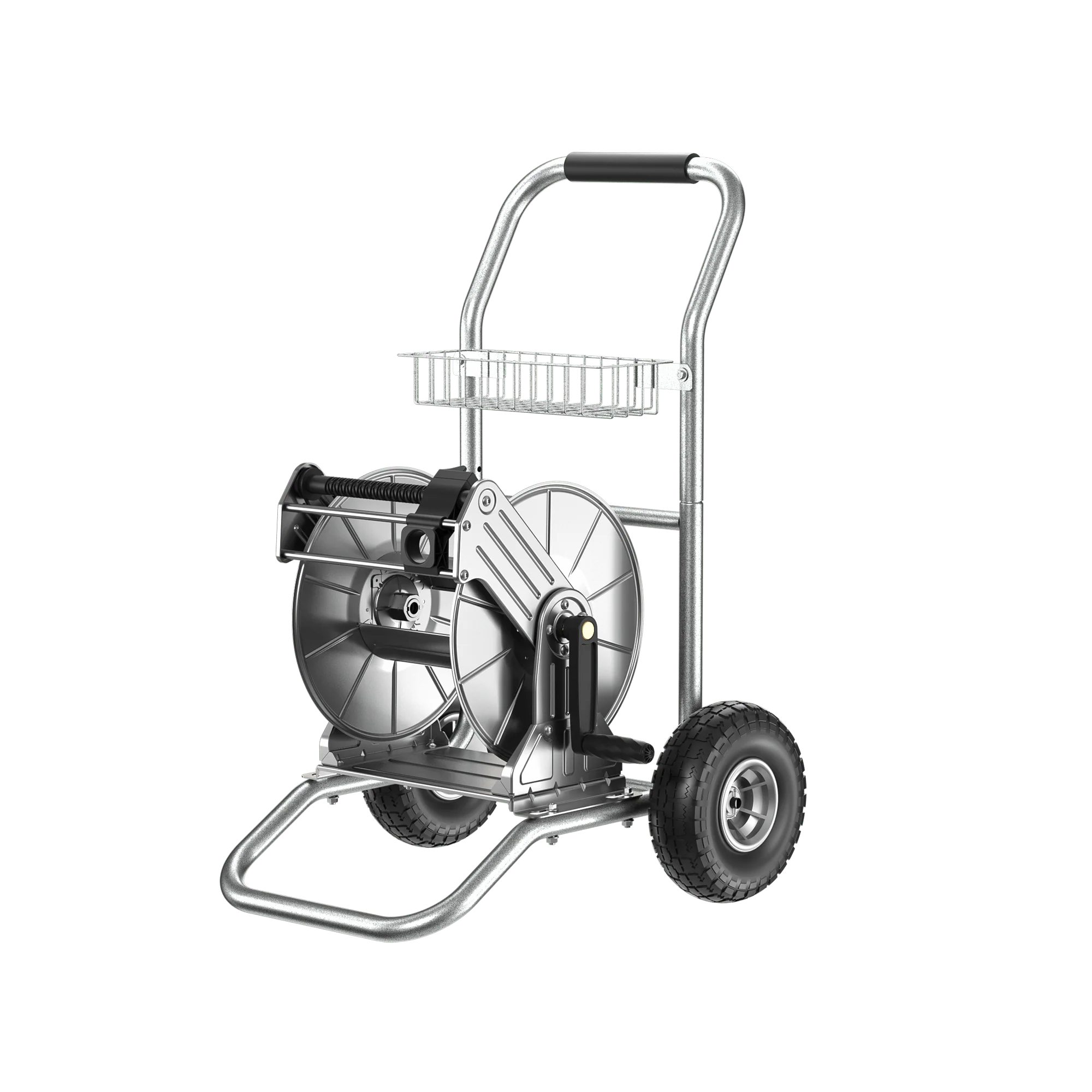 Giraffe Tools Heavy Duty Stainless Steel Garden Hose Reel Cart 2 Wheels (SW-8CUS)