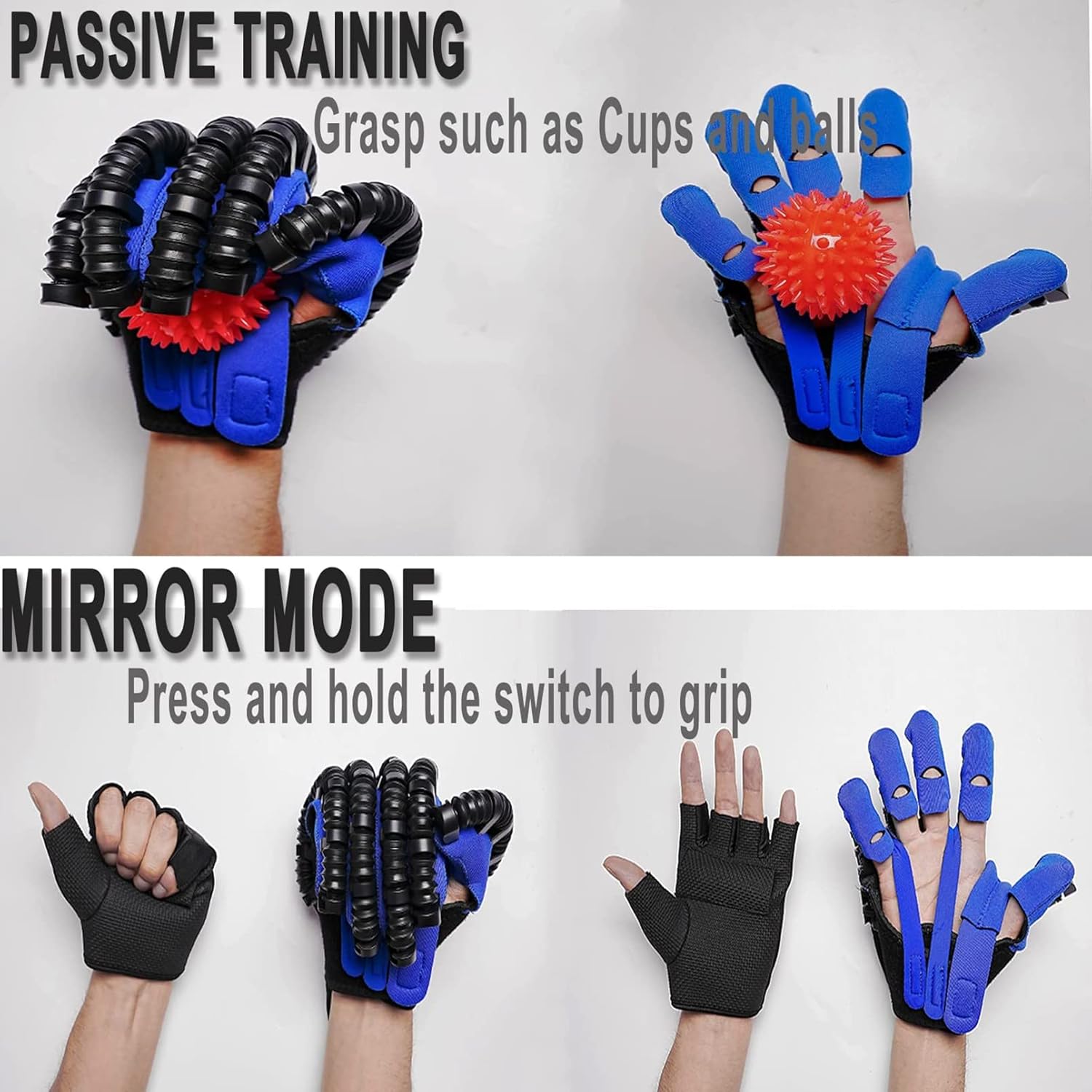 Rehabilitation Robot Gloves Both Hands Finger Rehabilitation Five-Finger Training AI Smart Chip Integrated Touch Screen Electric Rehab& Physical Therapy Gloves(Size:M Code,Color:Both Hands)