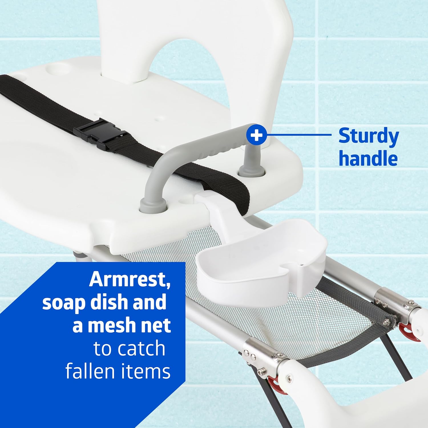 Medline Transfer Bench with Slide Seat, Slip Resistant Feet for Stability, Side Arm for Leverage and Support, Tub Transfer Bench for Elderly and Disabled - 300 lb Weight Capacity