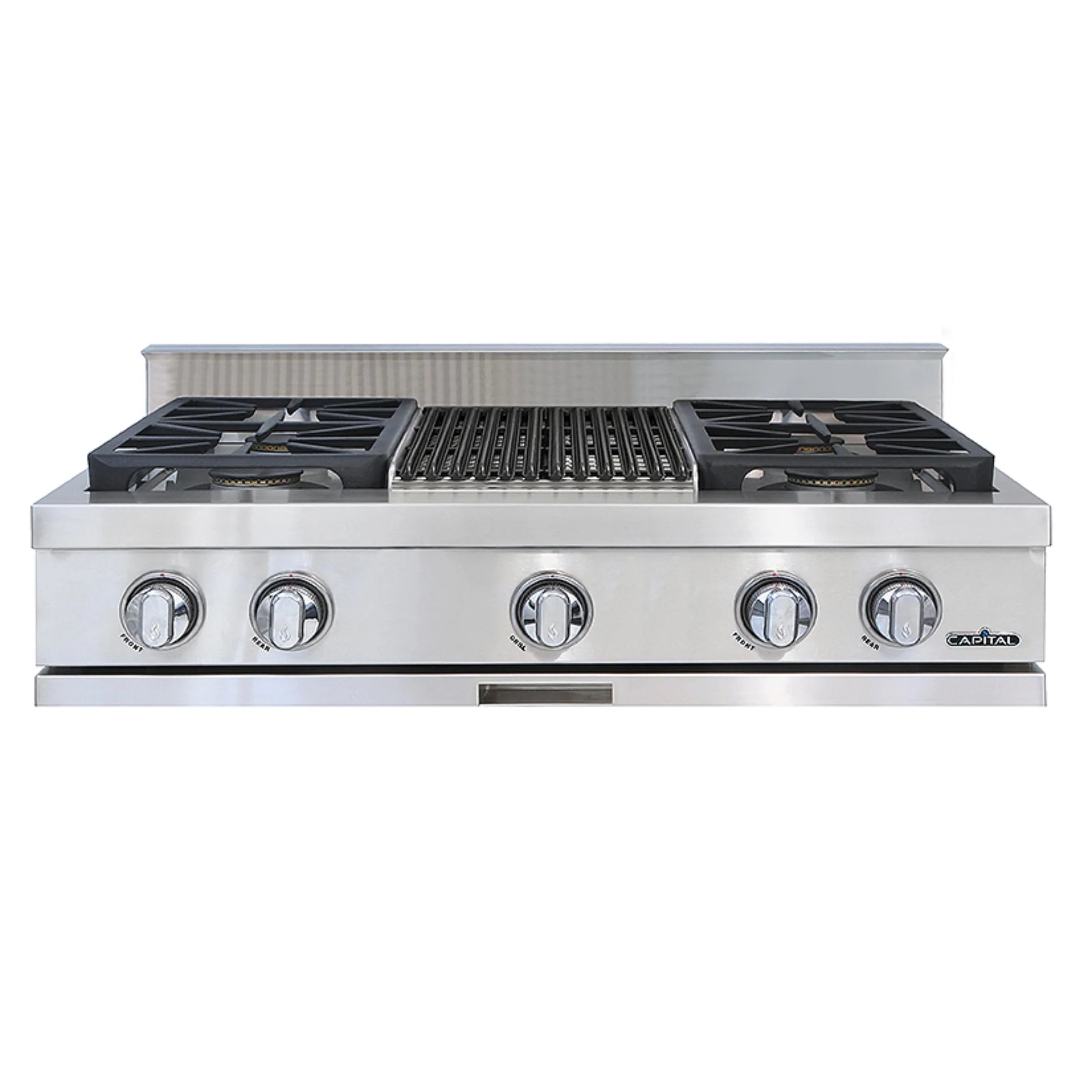 Capital 36-Inch Rangetop in Stainless Steel with 4 Sealed Burners & Griddle (GRT362G2)