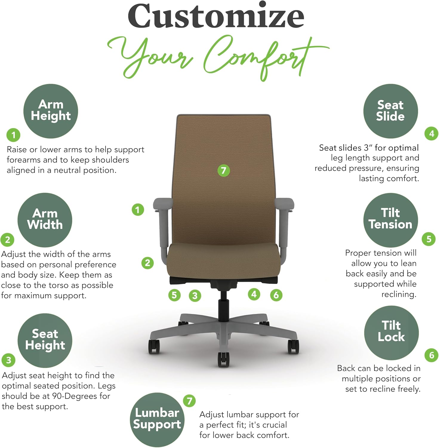 HON Ignition 2.0 Mid Back Task Chair, Spectrum Mesh, Advanced Synchro-Tilt Control, Office Chair with Lumbar Support, Height and Width Adjustable Arms, Titanium Frame, Quicksand