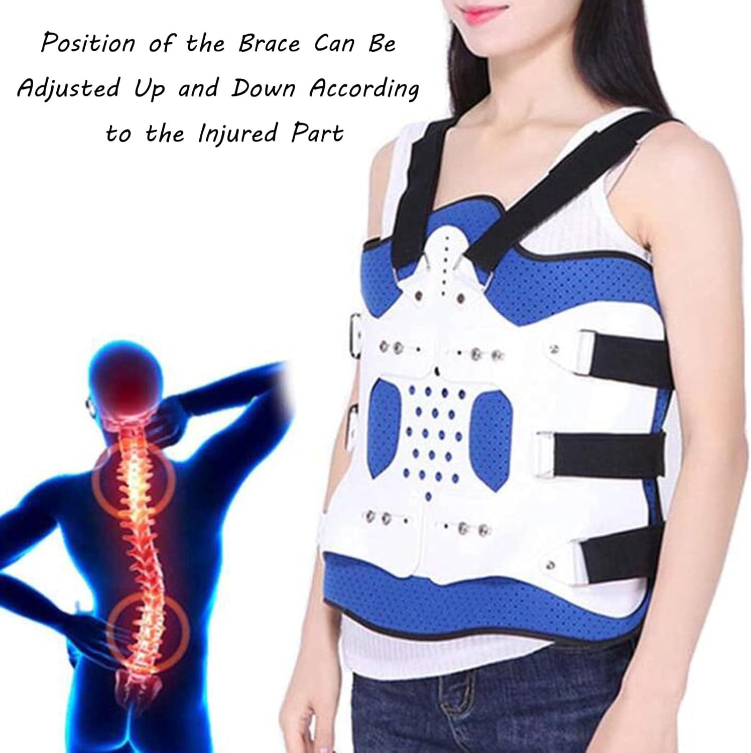 Thoracolumbar Fixed Spinal Brace Adjustable Thoracolumbar Fixation Bracket Lumbar Spine Thoracic Postoperative Protection Device for Spine Lumbar Compression Fracture Reh-A1