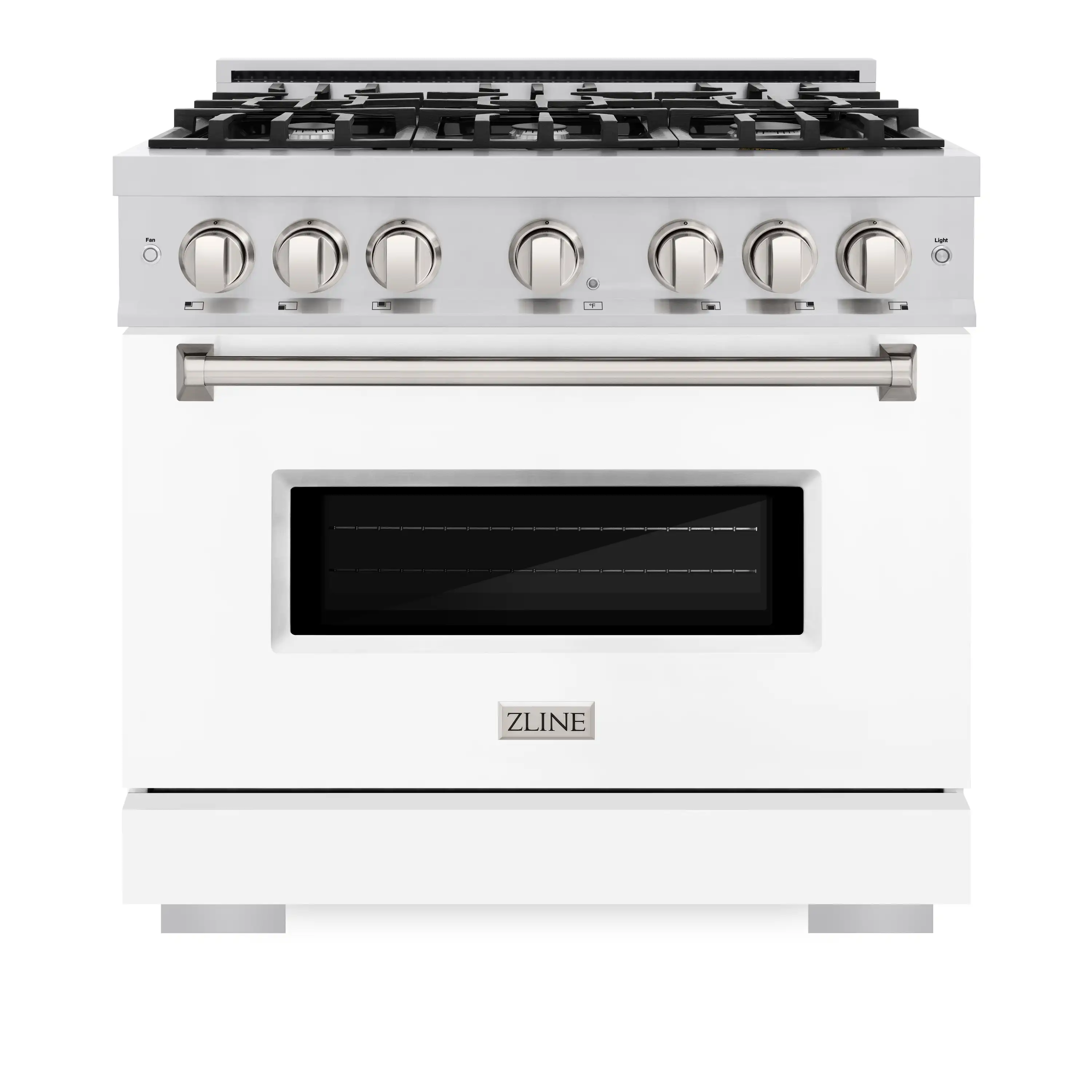 ZLINE 36-Inch Classic Series Dual Fuel Range with 6 Gas Burner Cooktop and 5.2 Cu. Ft. Electric Convection Oven in Stainless Steel with White Matte Door (CDR-WM-36)