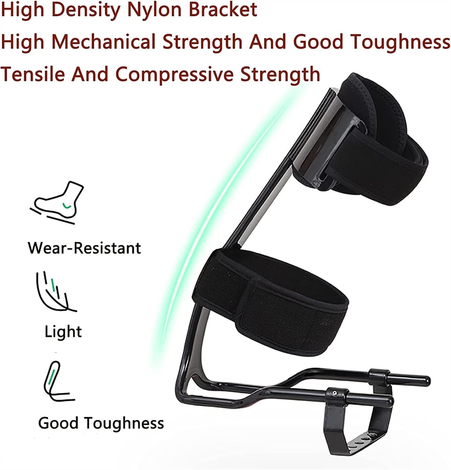 Brace Ankle Foot Orthosis, Fixed Foot Drop Orthosis with Adjustable Stand Length, Spring Principle and Outside-Through Design, Strong Support, for Stroke Hemiplegia(