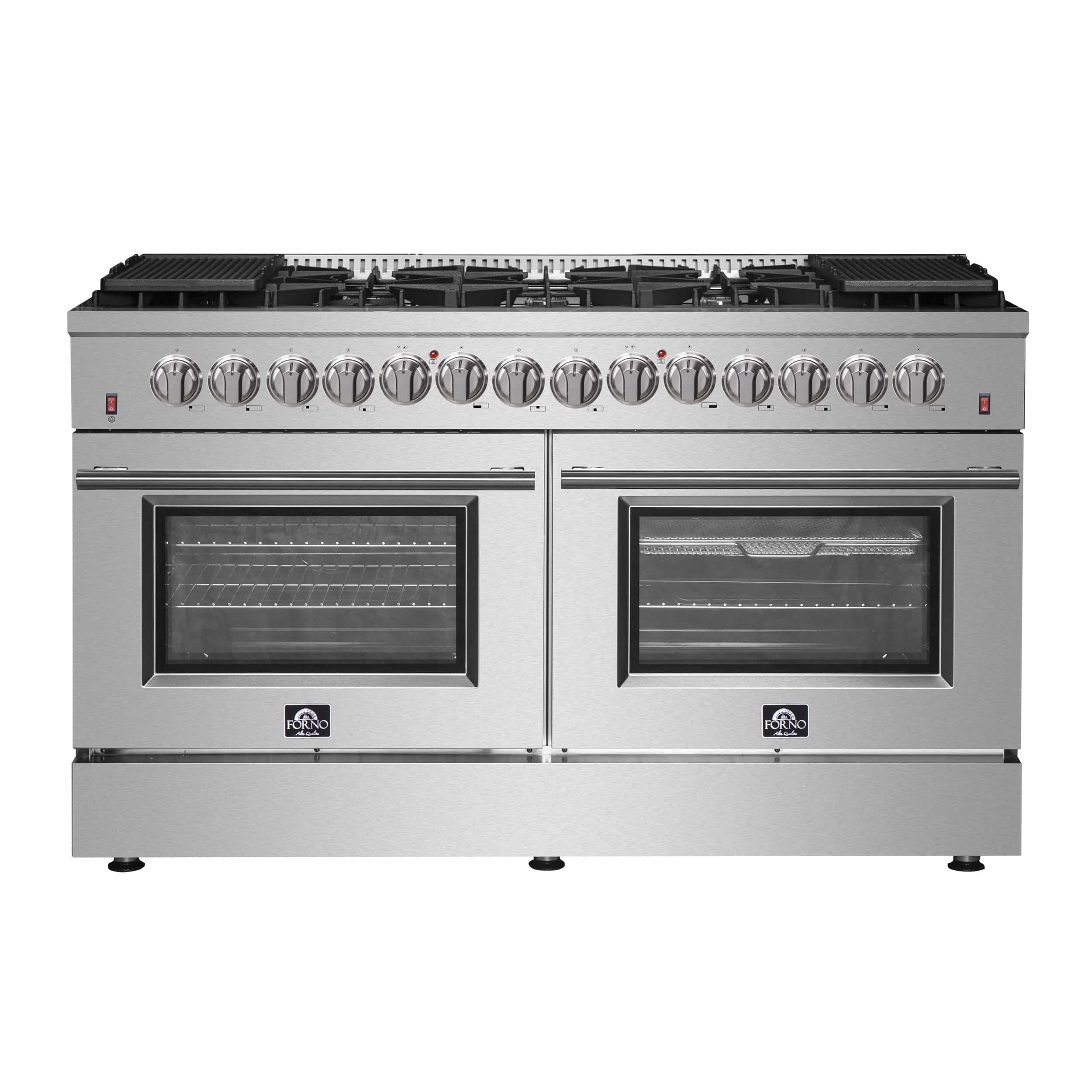 Forno Galiano 60-Inch Dual Fuel Range with 240v Electric Oven - 10 Burners in Stainless Steel (FFSGS6156-60)