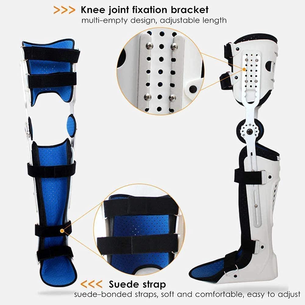 HUANGJUN Hinged Knee Foot Support Brace, Post Op Knee Support Orthosis Immobilizer Protector, Full Leg Stabilizer Knee Orthosis Splint - Adjustable Leg Stabilizer
