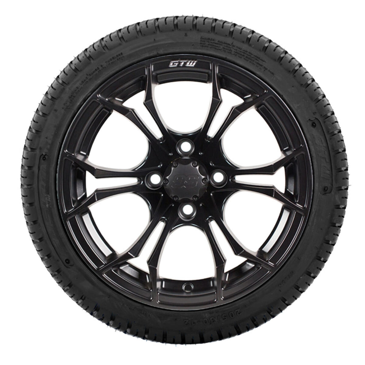 12” GTW Spyder Matte Black Wheels with 18” Fusion DOT Street Tires – Set of 4