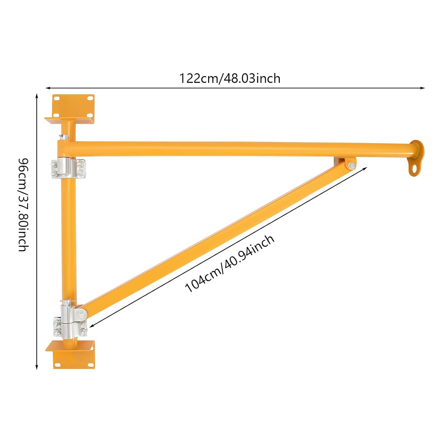 Wall Mount Jib Crane Bracket, Alloy Steel Hoist Support Arm with 180° Swing & 4-Screw Safety Buckle, Crane Swing Arm with Pole for Electric Hoist, 441 lbs Capacity, Orange